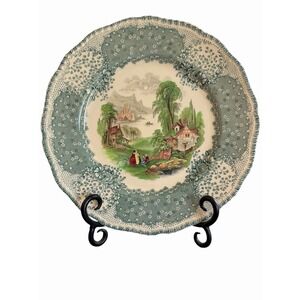 Transferware Chatham Plate Royal Doulton Green 10.5" Dinner Antique Vintage 1930